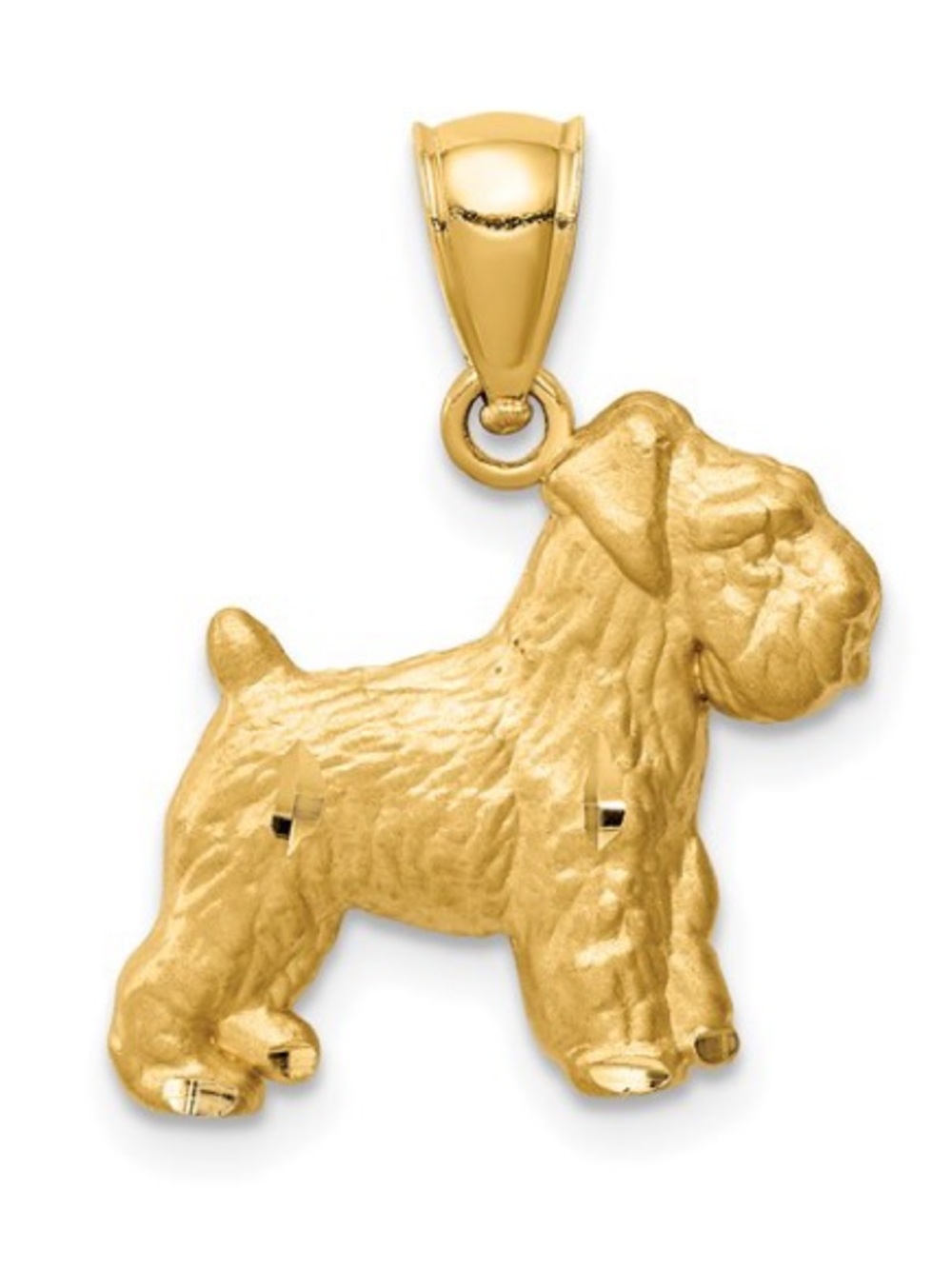 14K Diamond-cut Mini Schnauzer Dog Pendant